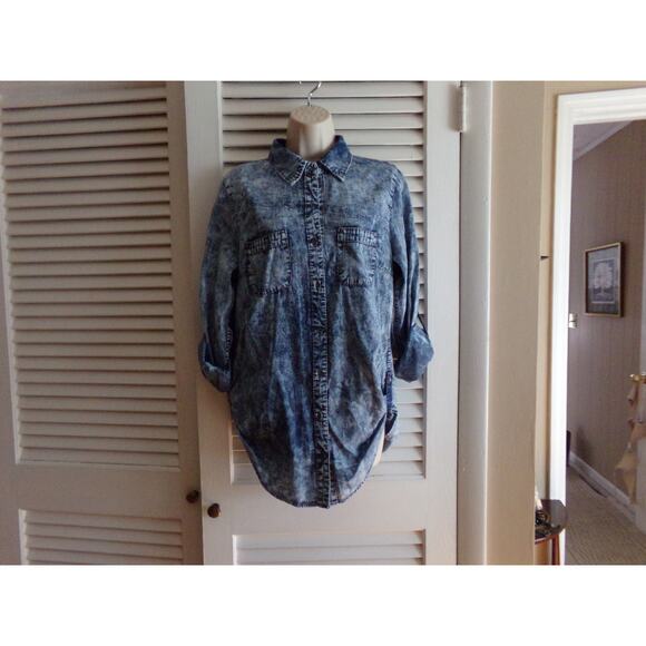 Vintage Derek Heart acid washed look tunic blouse L‎ Looks unworn - Picture 1 of 6